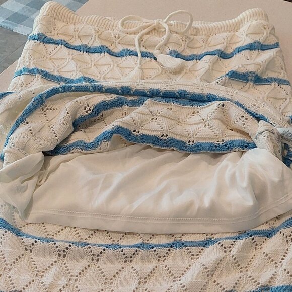 Juniors' Freshman Blue & White Stripe Coastal Maxi Sweater Skirt Size XL - Picture 5 of 10